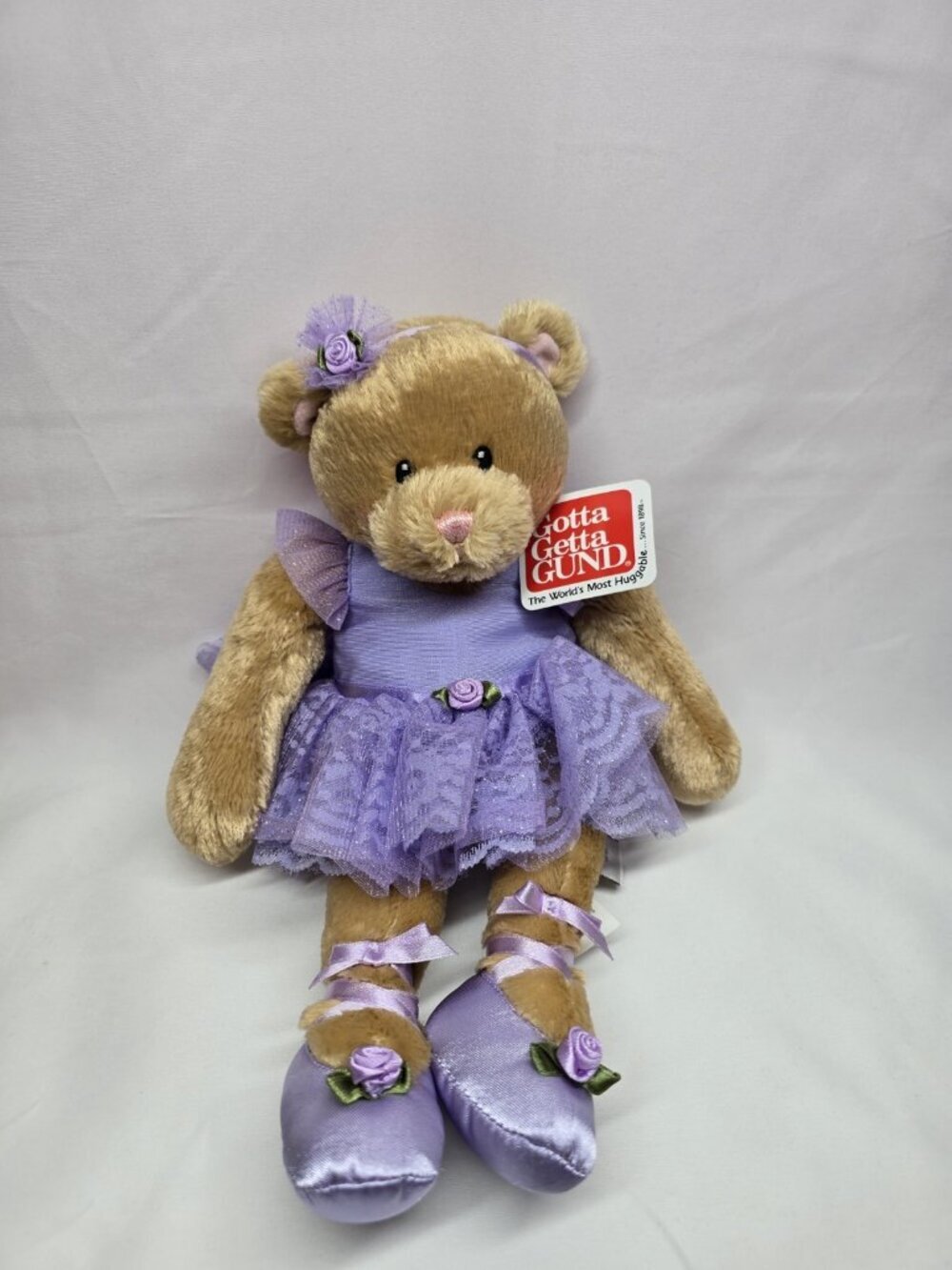 Gund Amanda Ballerina Ballet Teddy Bear Plush Purple Tutu & Toe Shoes 13"